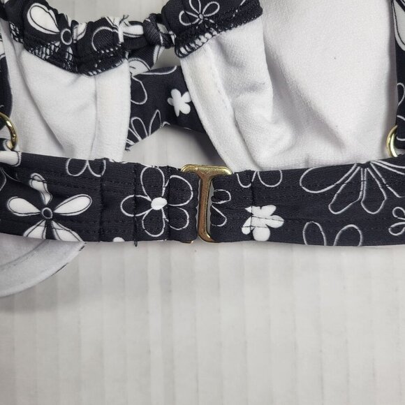 Salt + Cove Black & White Adjustable Ditzy Floral Underwire Bikini Top Size M - Picture 6 of 8